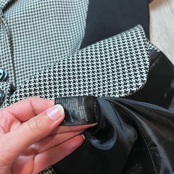 Tahari ASL Blazer Size 10 Black White Houndstooth Pattern Office Career Classic - Picture 5 of 6